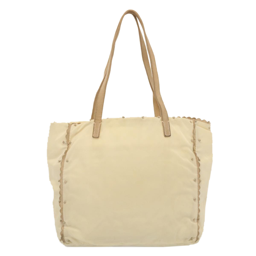 PRADA Tote Bag Nylon Beige Auth cl759 - Picture 13 of 16